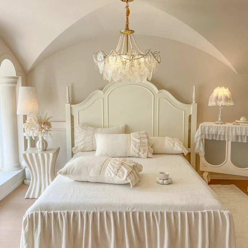Luxurious Velvet Bedding Set with Lace Ruffles – Cozy Duvet Covers for Elegant Winter Decor 5