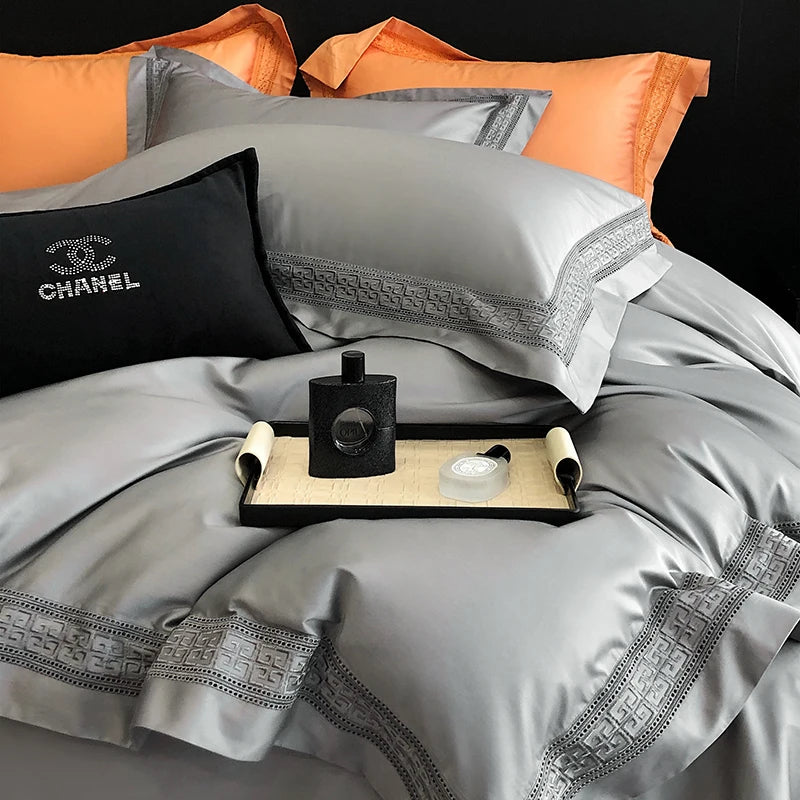 Luxury 1000TC Egyptian Cotton Bedding Set – Complete Duvet Cover and Sheet Set for Queen or King Size 0