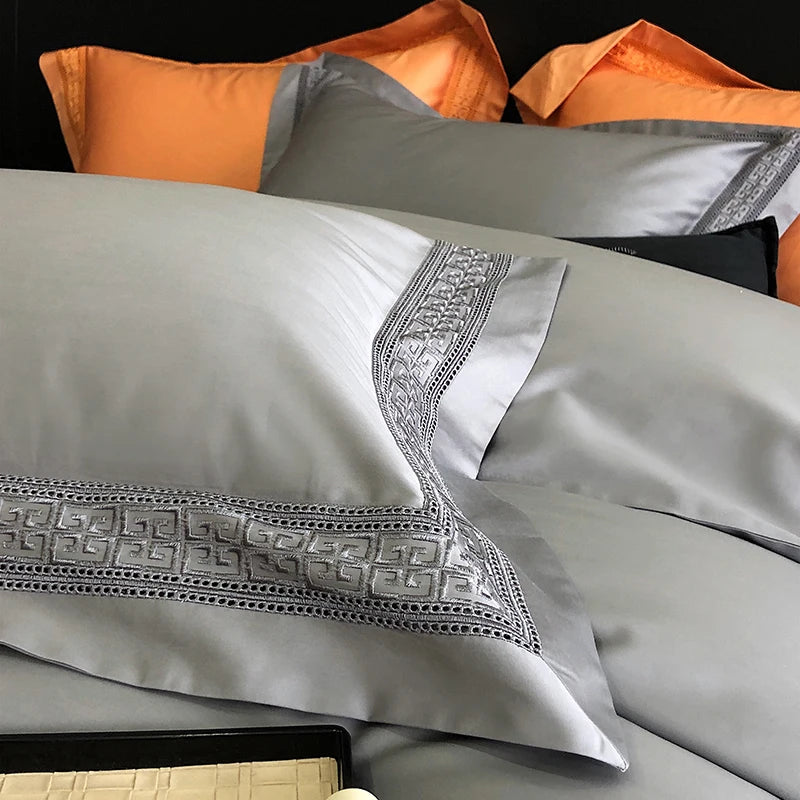 Luxury 1000TC Egyptian Cotton Bedding Set – Complete Duvet Cover and Sheet Set for Queen or King Size 4