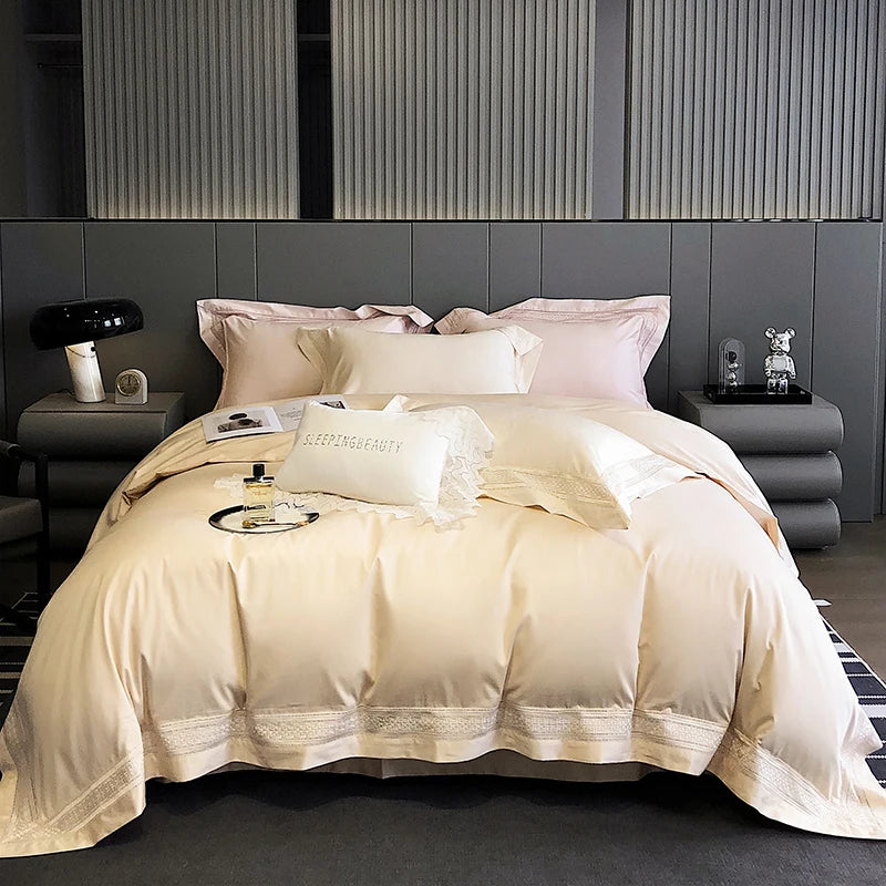 Luxury 1000TC Egyptian Cotton Bedding Set – Complete Duvet Cover and Sheet Set for Queen or King Size 6