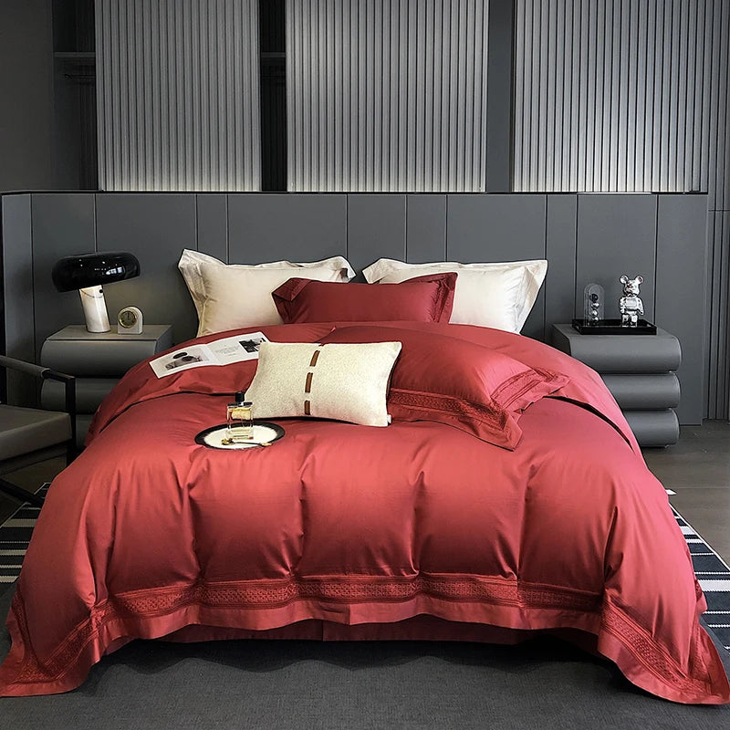 Luxury 1000TC Egyptian Cotton Bedding Set – Complete Duvet Cover and Sheet Set for Queen or King Size 7