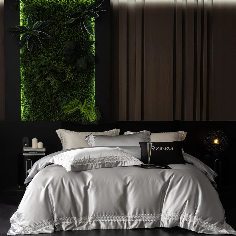 Luxury Egyptian Cotton Bedding Set with Duvet Cover and Sheets – Soft and Elegant for Queen or King Size Beds 8