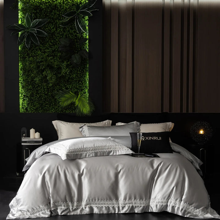Luxury Egyptian Cotton Bedding Set with Duvet Cover and Sheets – Soft and Elegant for Queen or King Size Beds 8