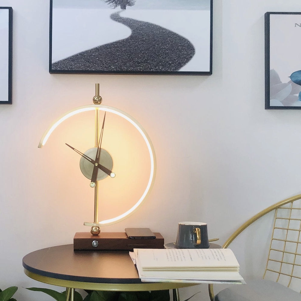 Luxury LED Table Lamp Clock with Wireless Charger – Modern Lighting for Home or Office 1