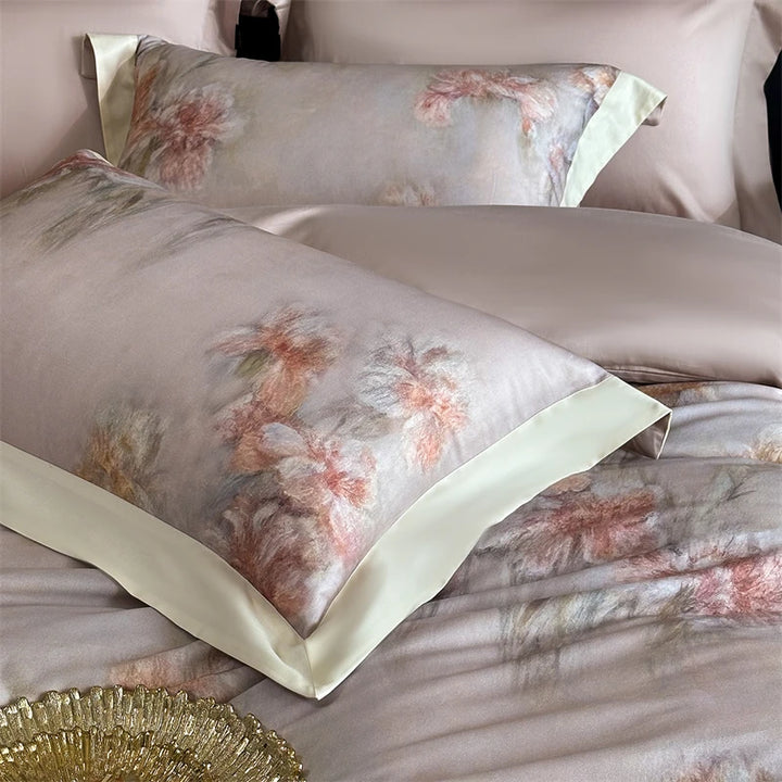 Luxury Lyocell Cotton Bedding Set with Floral Prints – Duvet Cover and Sheet Set for Queen or King Size 3