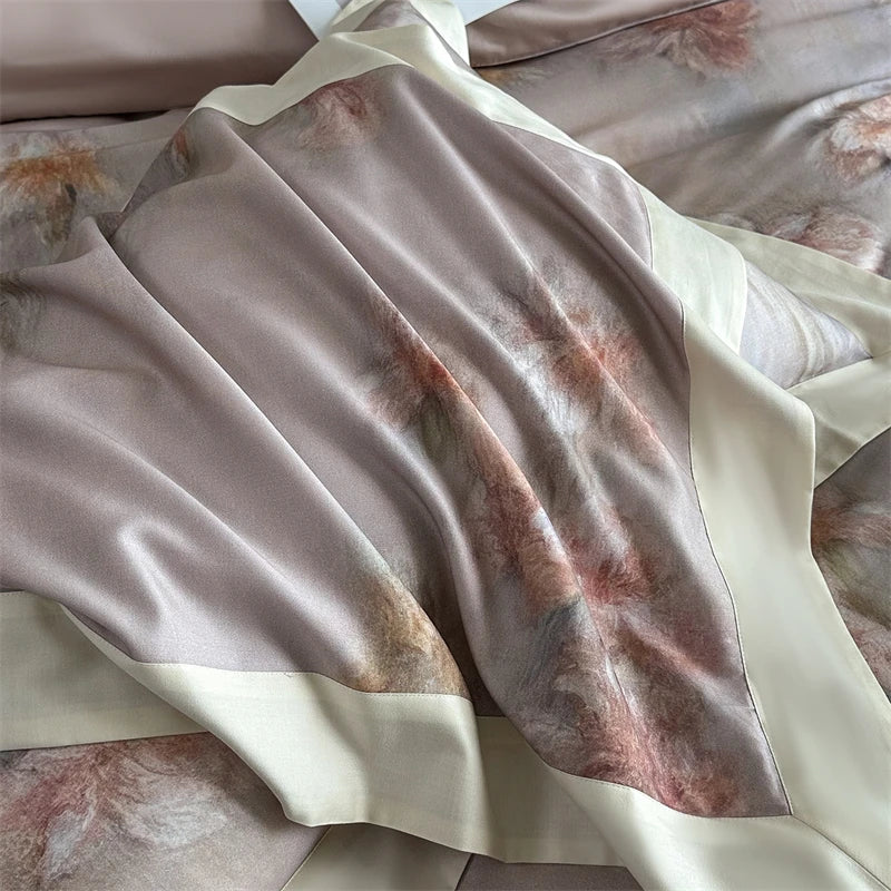 Luxury Lyocell Cotton Bedding Set with Floral Prints – Duvet Cover and Sheet Set for Queen or King Size 4