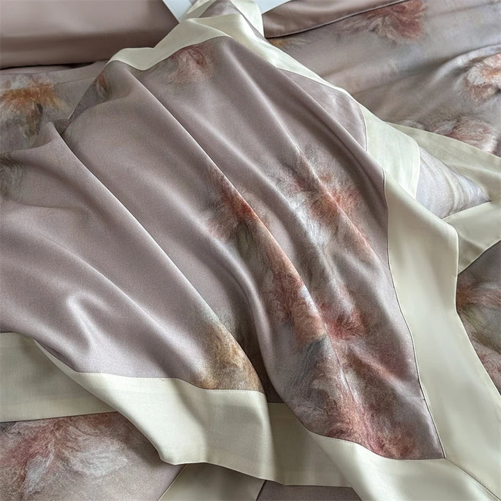Luxury Lyocell Cotton Bedding Set with Floral Prints – Duvet Cover and Sheet Set for Queen or King Size 4