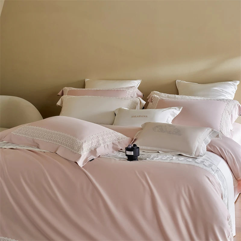 Luxury Lyocell Cotton Bedding Set with Lace Edge – Soft Duvet Covers for Elegant Bedroom Decor 3