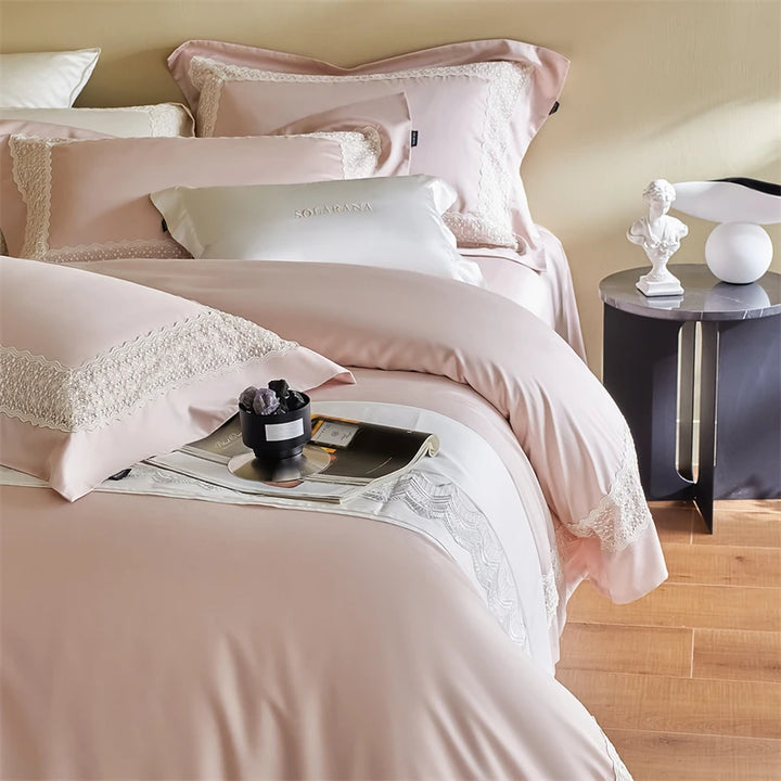 Luxury Lyocell Cotton Bedding Set with Lace Edge – Soft Duvet Covers for Elegant Bedroom Decor 5
