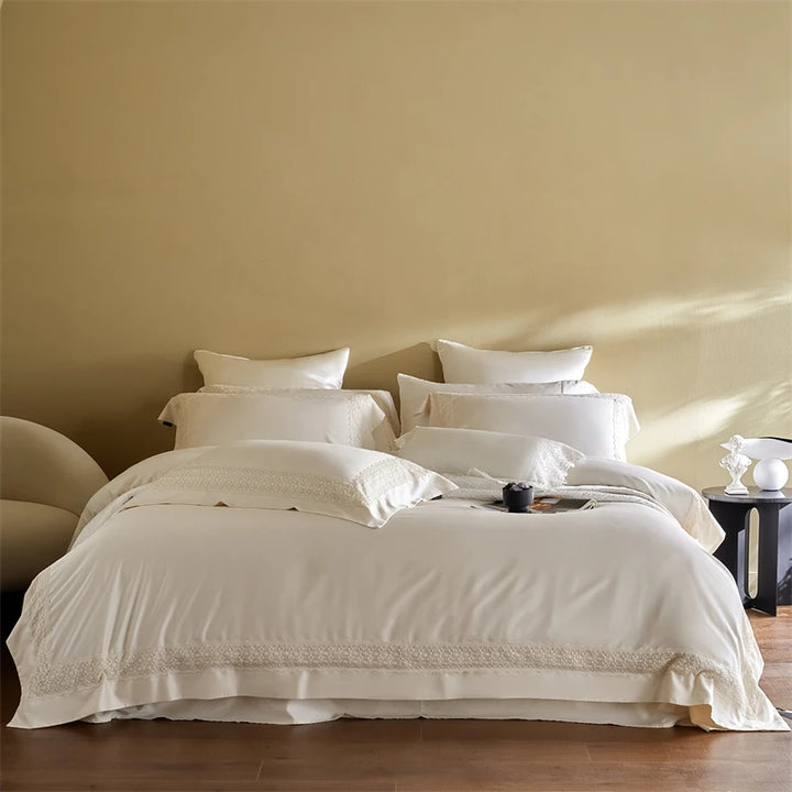 Luxury Lyocell Cotton Bedding Set with Lace Edge – Soft Duvet Covers for Elegant Bedroom Decor 6