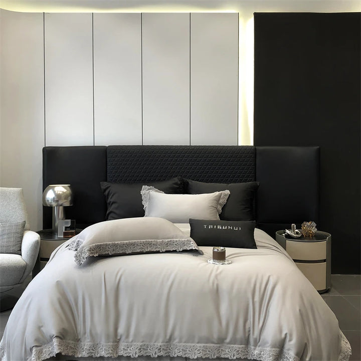 Luxury Lyocell Cotton Bedding Set with Lace Edges – Cozy Duvet Cover and Sheets for Autumn/Winter 2
