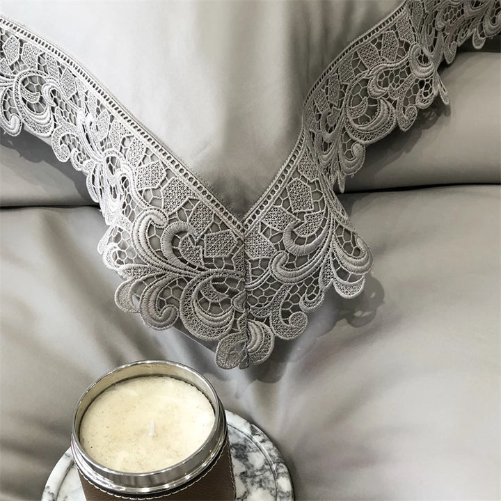 Luxury Lyocell Cotton Bedding Set with Lace Edges – Cozy Duvet Cover and Sheets for Autumn/Winter 4