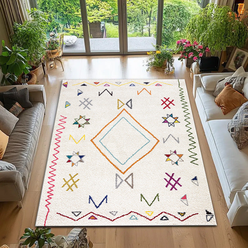 Machine Washable Kilim-Style Area Rug with Non-Slip Backing – Retro Bohemian Design for Indoor or Outdoor Use 0