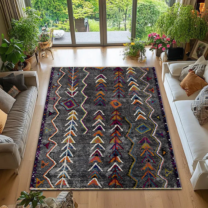 Machine Washable Kilim-Style Area Rug with Non-Slip Backing – Vibrant Design for Indoor or Outdoor Use 0