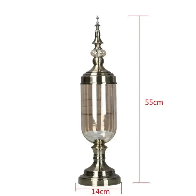 Mahogany Metal and Glass Vase – Elegant Decor for Home and Events 0