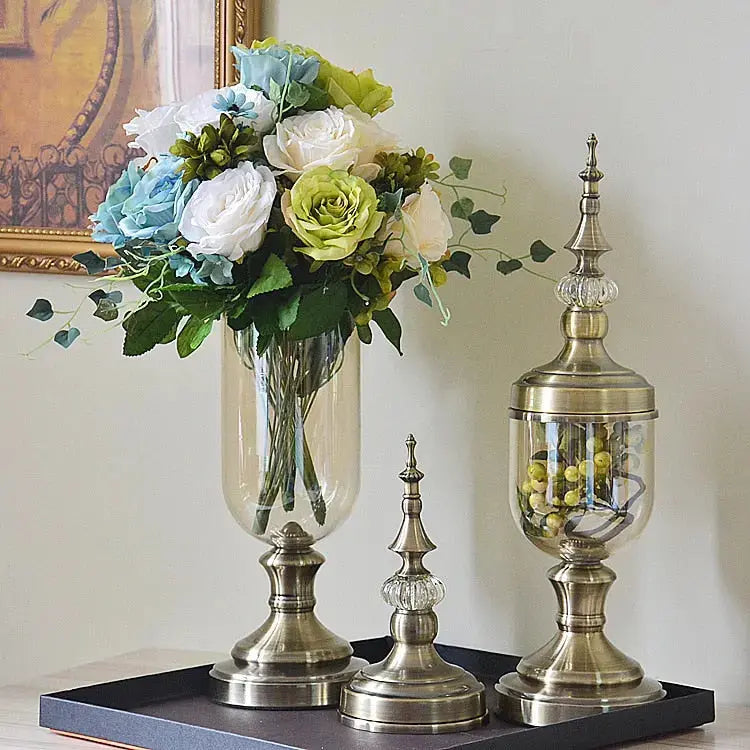 Mahogany Metal and Glass Vase – Elegant Decor for Home and Events 1