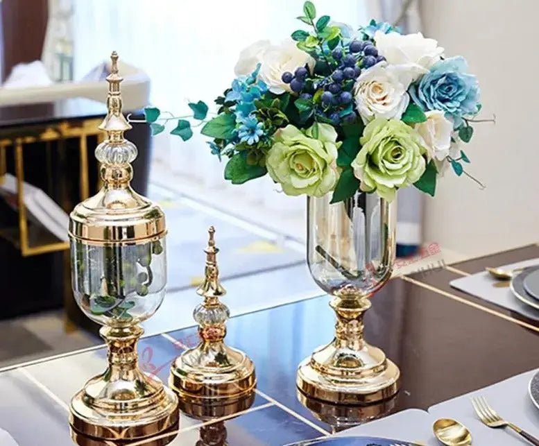 Mahogany Metal and Glass Vase – Elegant Decor for Home and Events 2