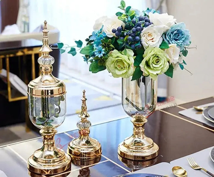 Mahogany Metal and Glass Vase – Elegant Decor for Home and Events 2