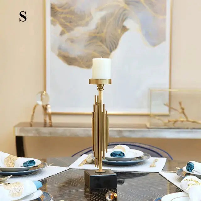 Manhattan Candle Holders with Marble Base – Elegant Brass Accent for Modern Decor 3
