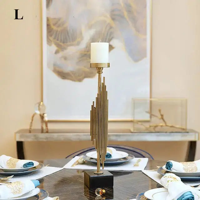 Manhattan Candle Holders with Marble Base – Elegant Brass Accent for Modern Decor 4