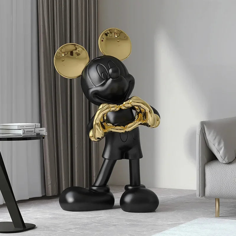 Mickey Mouse Love Heart Resin Statue – Charming Home Decor for Living Room or Gift 0