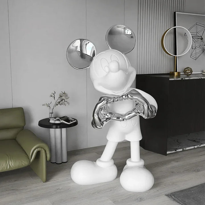 Mickey Mouse Love Heart Resin Statue – Charming Home Decor for Living Room or Gift 1