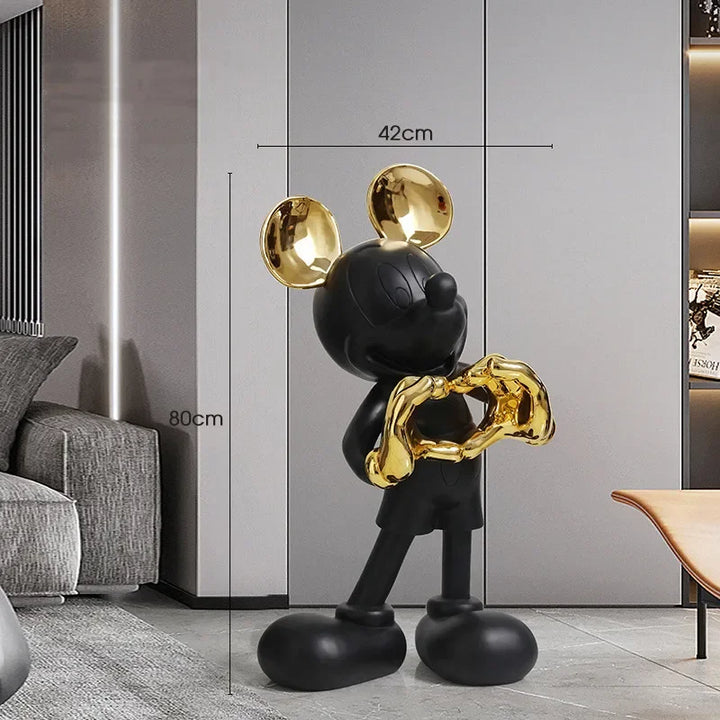 Mickey Mouse Love Heart Resin Statue – Charming Home Decor for Living Room or Gift 4