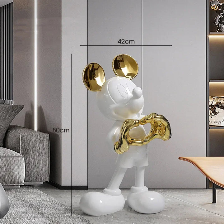 Mickey Mouse Love Heart Resin Statue – Charming Home Decor for Living Room or Gift 7