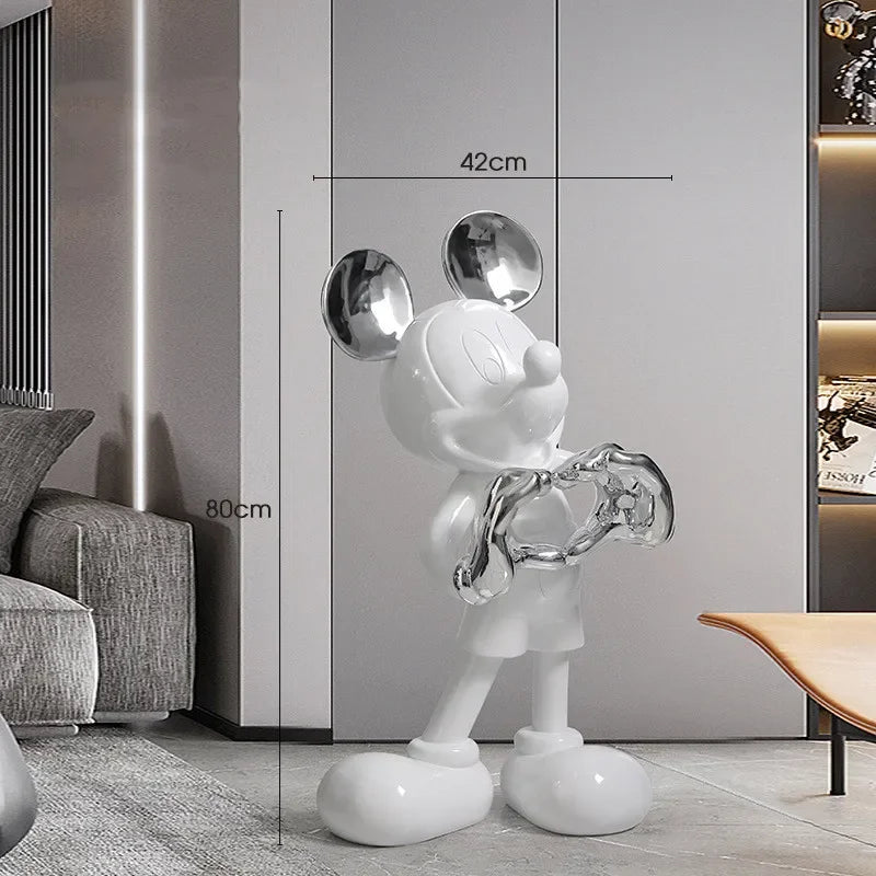 Mickey Mouse Love Heart Resin Statue – Charming Home Decor for Living Room or Gift 8