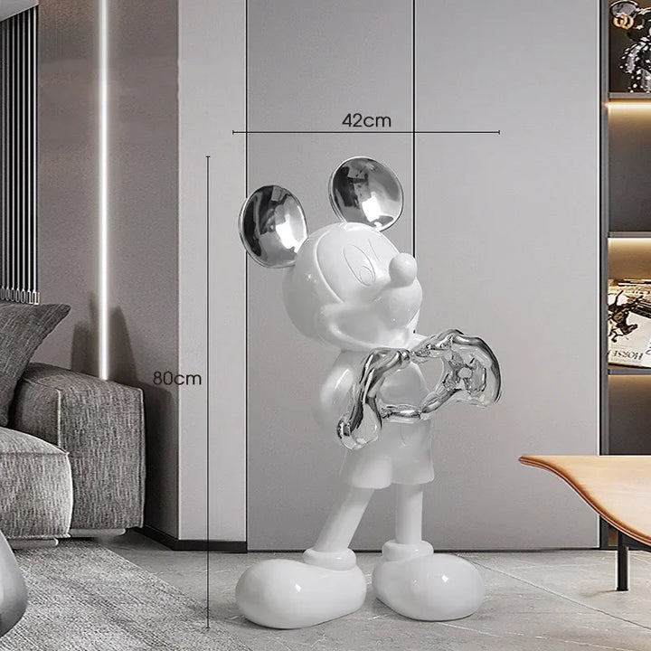 Mickey Mouse Love Heart Resin Statue – Charming Home Decor for Living Room or Gift 8