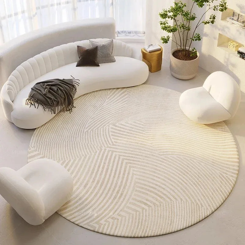 Modern Minimalist Round Carpet – Soft Plush Rug for Living Room or Bedroom 0