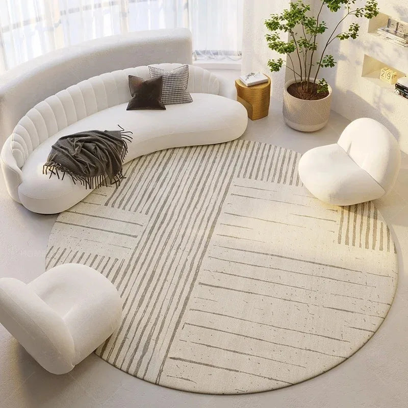Modern Minimalist Round Carpet – Soft Plush Rug for Living Room or Bedroom 1