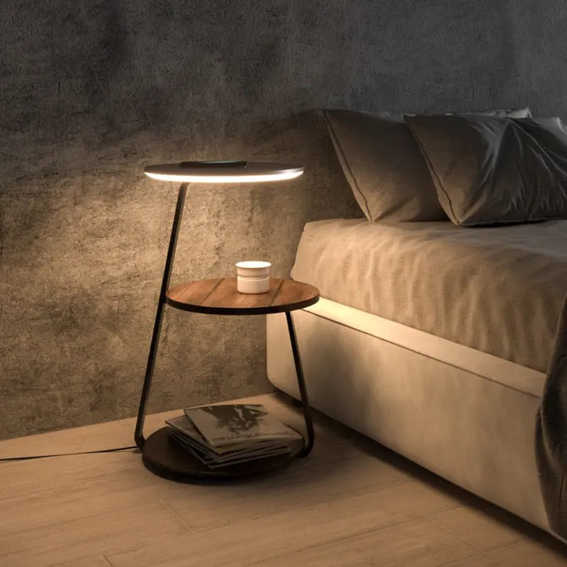 Modern Side Table with Charging Station – Stylish Decor for Living Room or Office 0