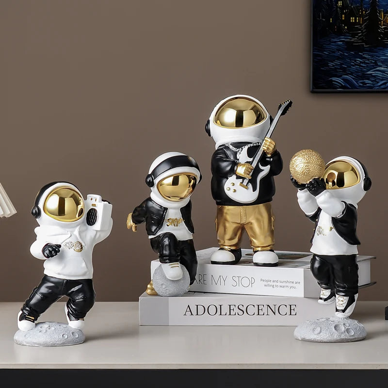 Nordic Astronaut Resin Figurine with Night Light – Whimsical Decor for Kids' Rooms or Office Desks 0