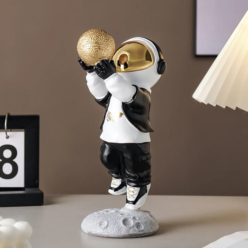Nordic Astronaut Resin Figurine with Night Light – Whimsical Decor for Kids' Rooms or Office Desks 3