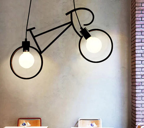 Nordic Bicycle Pendant Light – Unique Black Ceiling Fixture for Kitchen or Modern Spaces 0