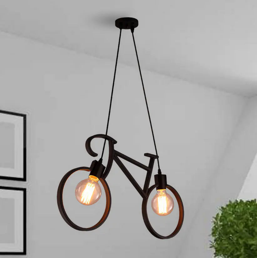 Nordic Bicycle Pendant Light – Unique Black Ceiling Fixture for Kitchen or Modern Spaces 2