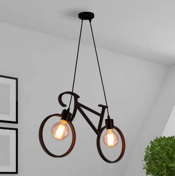 Nordic Bicycle Pendant Light – Unique Black Ceiling Fixture for Kitchen or Modern Spaces 2