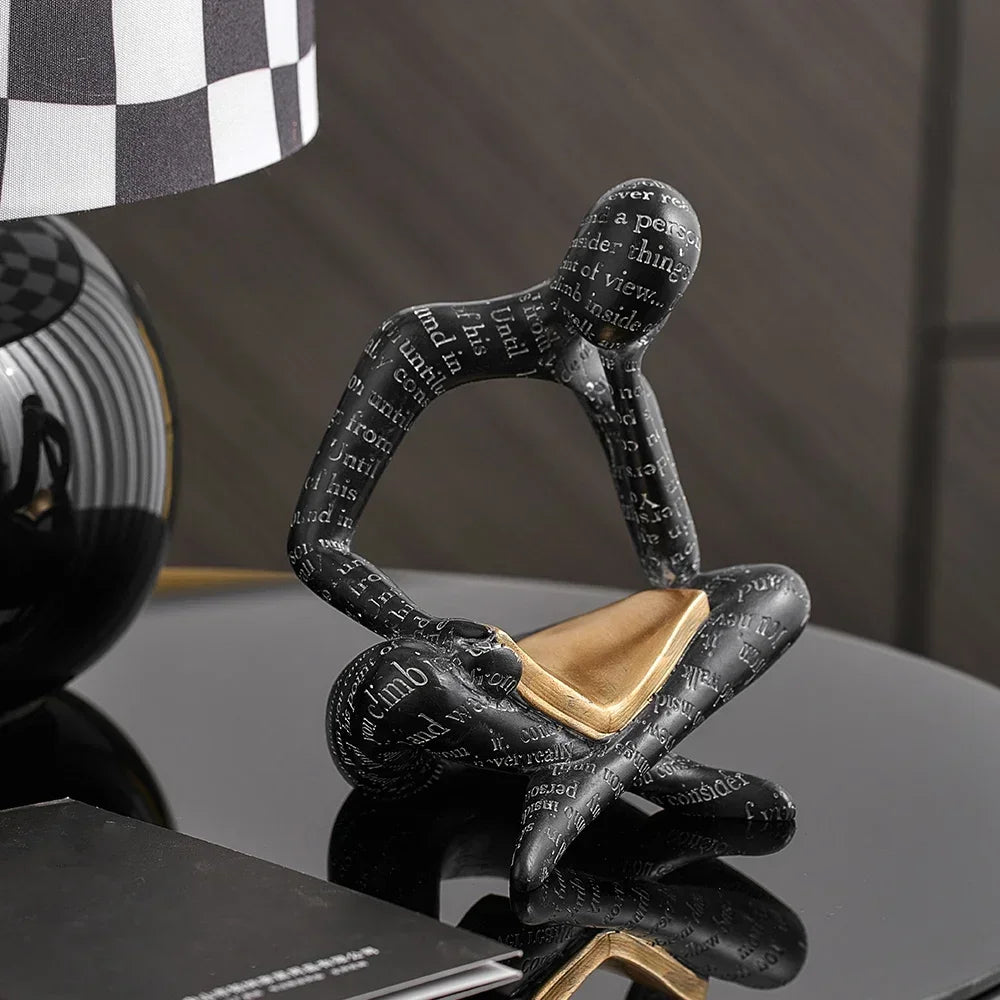 Nordic Reading Sculpture in Minimalist Design – Elegant Home Decor for Thoughtful Reflection 0