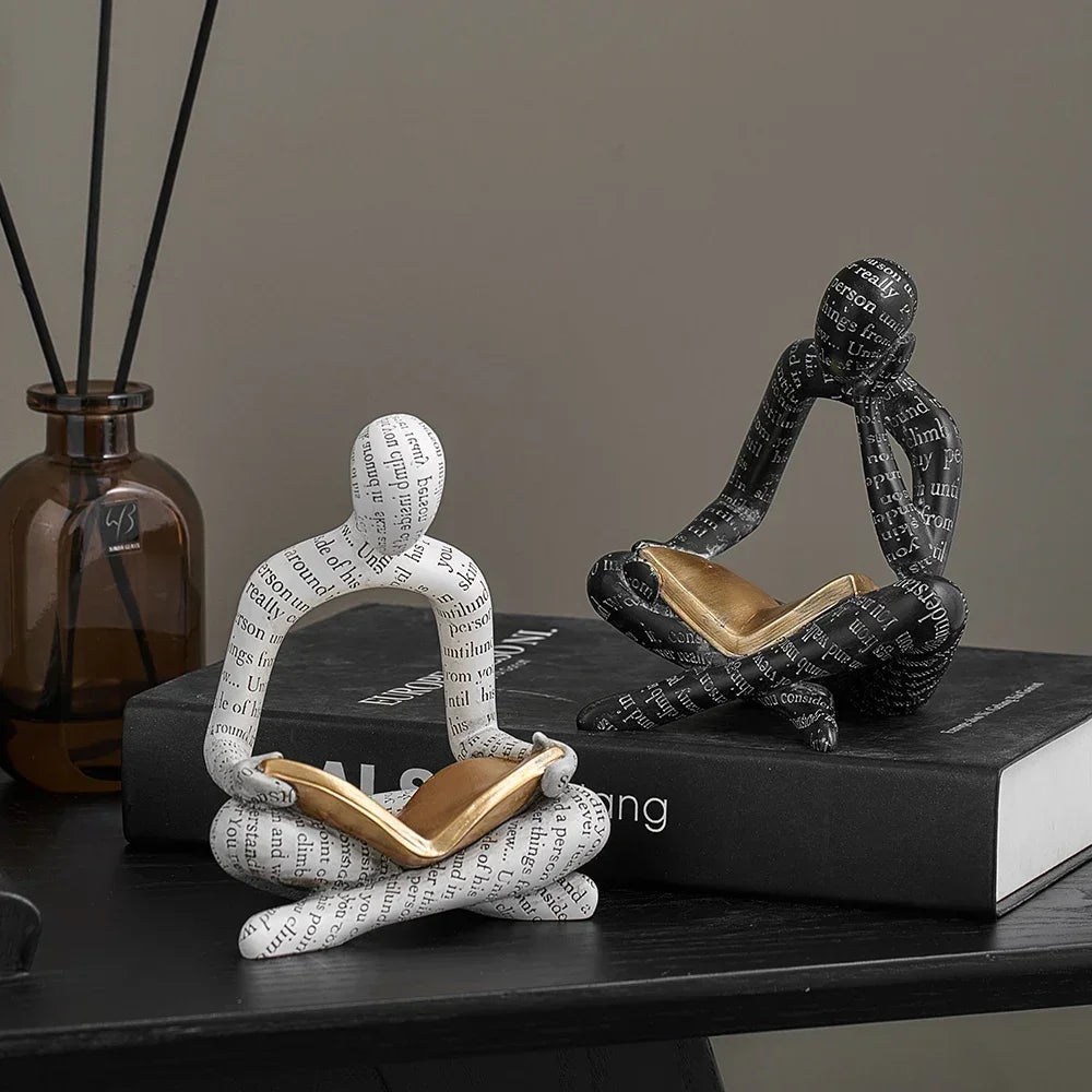 Nordic Reading Sculpture in Minimalist Design – Elegant Home Decor for Thoughtful Reflection 1
