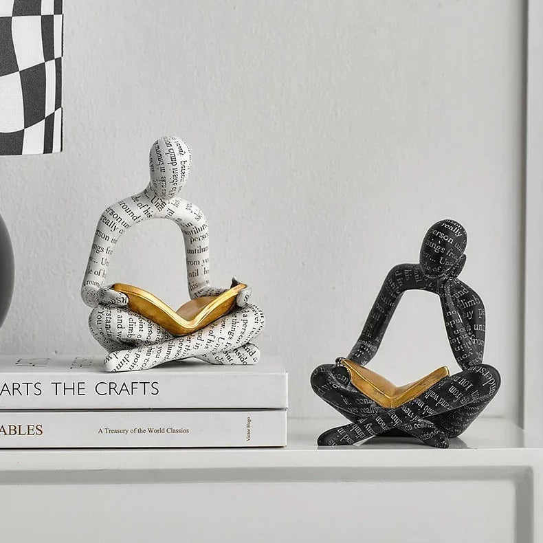 Nordic Reading Sculpture in Minimalist Design – Elegant Home Decor for Thoughtful Reflection 3