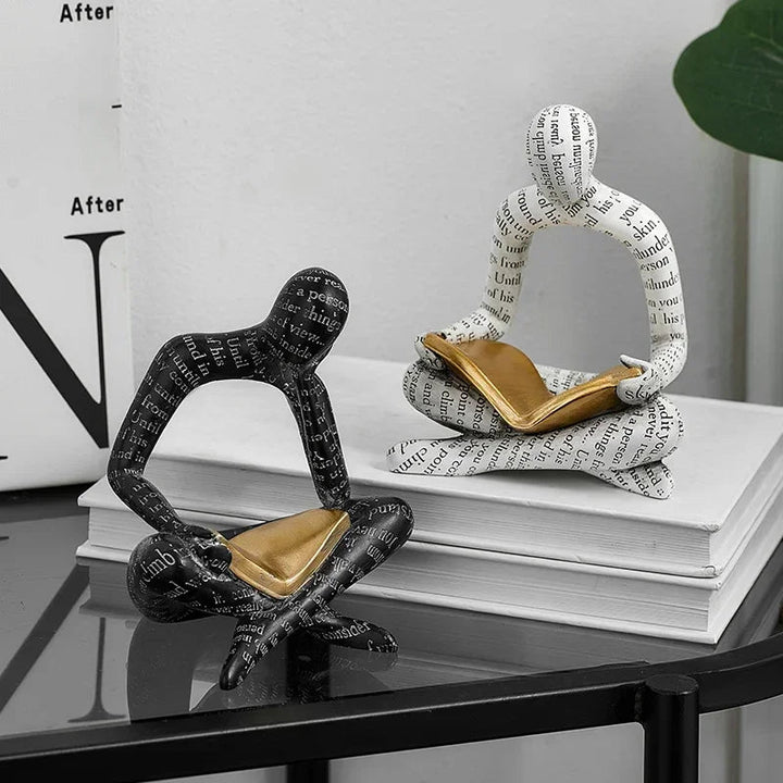 Nordic Reading Sculpture in Minimalist Design – Elegant Home Decor for Thoughtful Reflection 4