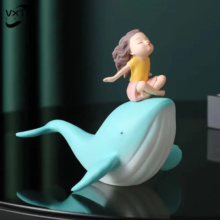 Nordic Whale Girl Statue in Resin – Unique Decorative Figurine for Home or Office 0