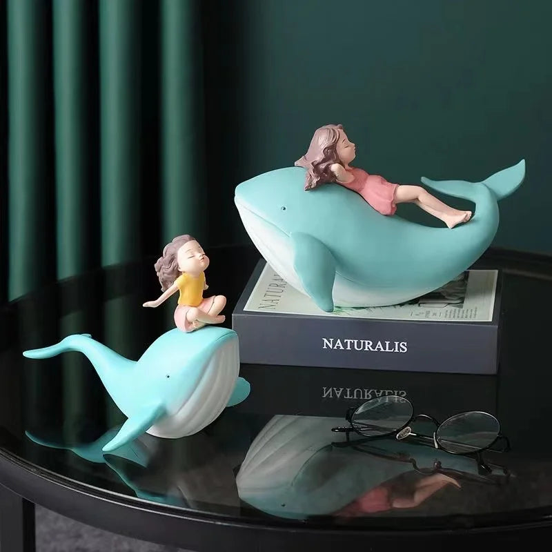 Nordic Whale Girl Statue in Resin – Unique Decorative Figurine for Home or Office 1