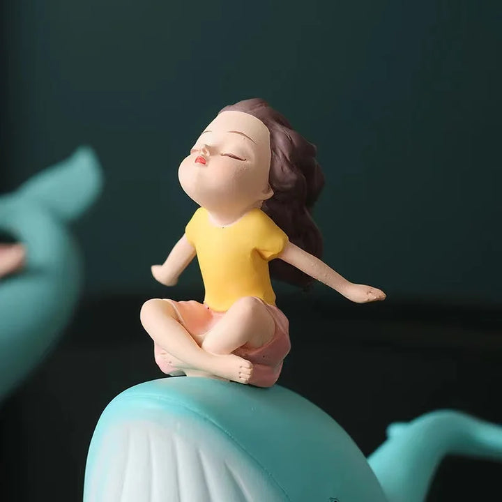 Nordic Whale Girl Statue in Resin – Unique Decorative Figurine for Home or Office 5