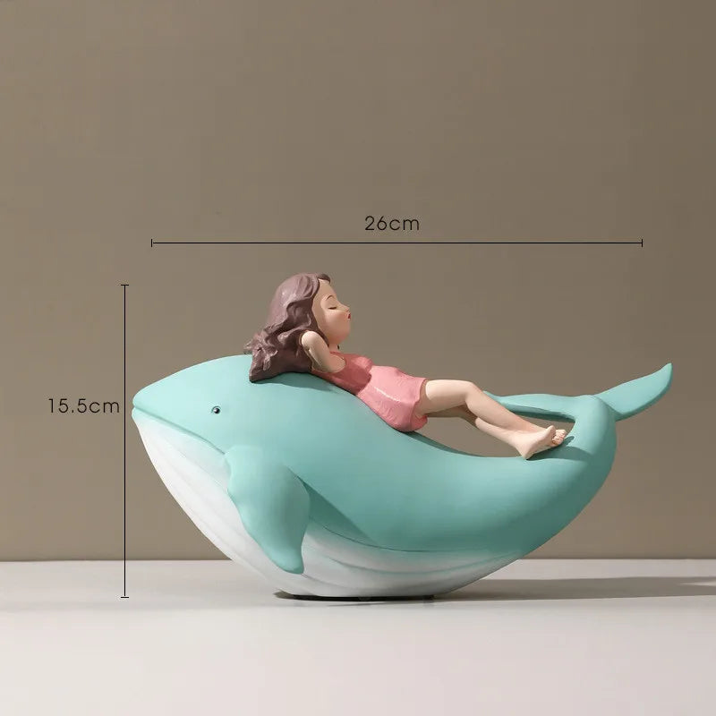Nordic Whale Girl Statue in Resin – Unique Decorative Figurine for Home or Office 6