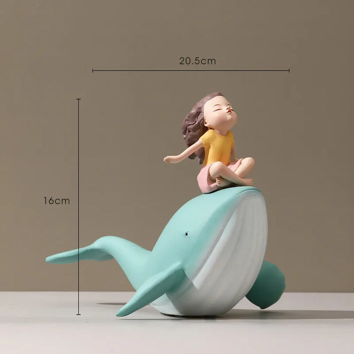 Nordic Whale Girl Statue in Resin – Unique Decorative Figurine for Home or Office 7