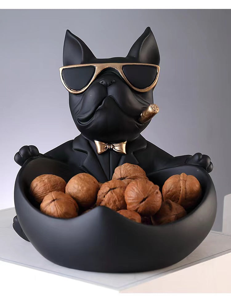 Bulldog Decorative Tray – Charming Storage for Keys and Jewelry in Any Room