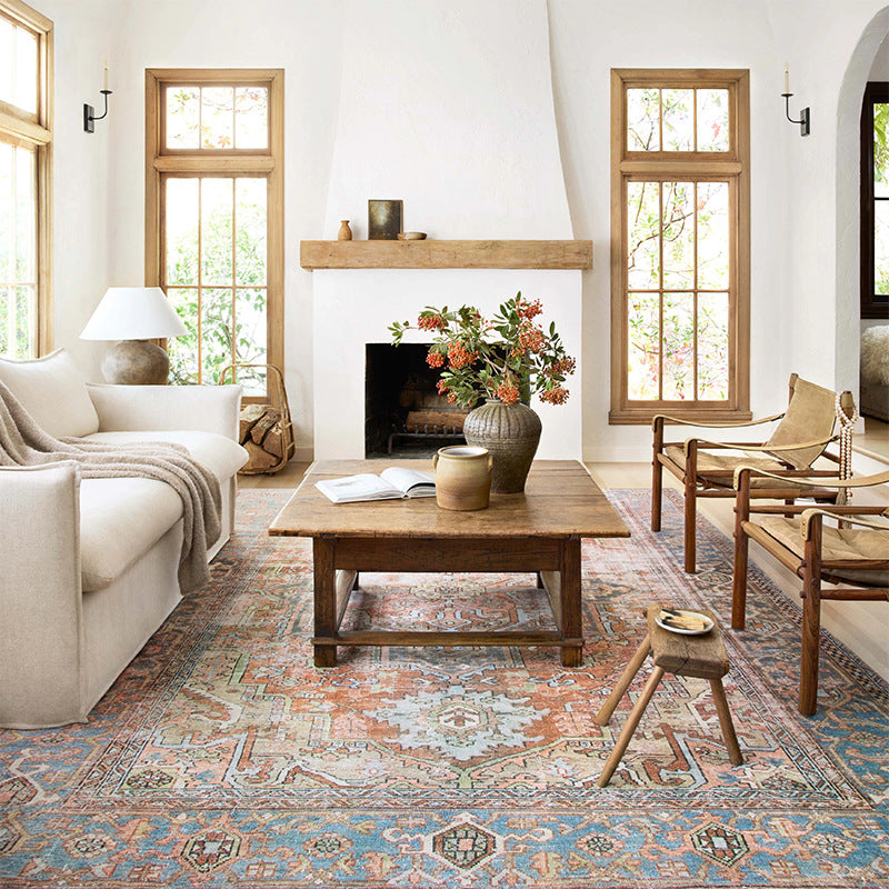 Persian Style Area Rug with Low-Pile Design – Machine Washable for Bohemian Decor 1