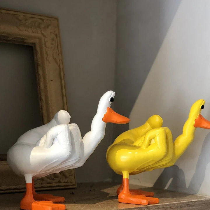 Playful Duck Sculpture in Resin – Unique Indoor and Outdoor Decor for Home or Garden 4